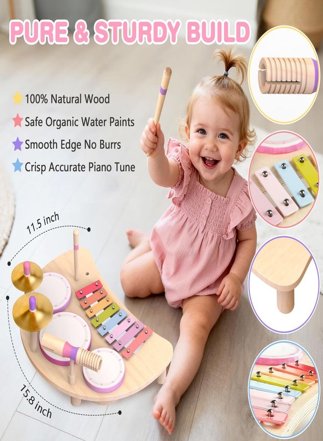 Rmischolar Kids Drum Set Montessori Musical Instruments for Toddlers 1-3, Wooden Baby Drum Kit with Xylophone, Preschool Music Toys for Early Learning, Educational Birthday Gift for Boys Girls 18+ Months - Image 3